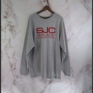 Sean John Shirt Mens 2XL Gray Vintage 90s Y2K Streetwear Long Logo Spellout